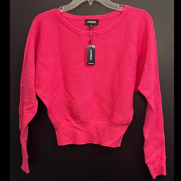 Express Sweaters - EXPRESS Fuchsia Pink Ribbed Pullover Sweater